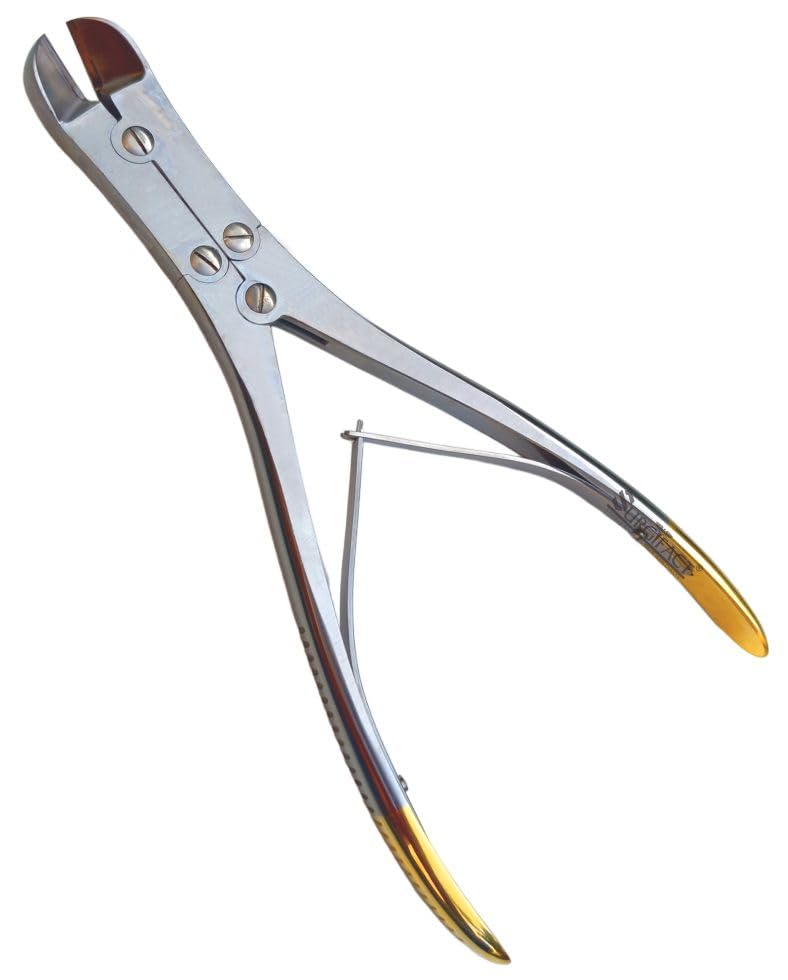 Surgifact Premium 10" Tungsten Carbide Wire Cutter Angled Jaw for Clean and Precise Cuts - Durable TC Cutting Tool
