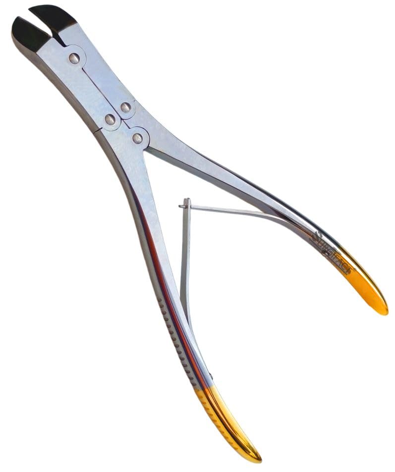 Surgifact Premium 10" Tungsten Carbide Wire Cutter Angled Jaw for Clean and Precise Cuts - Durable TC Cutting Tool