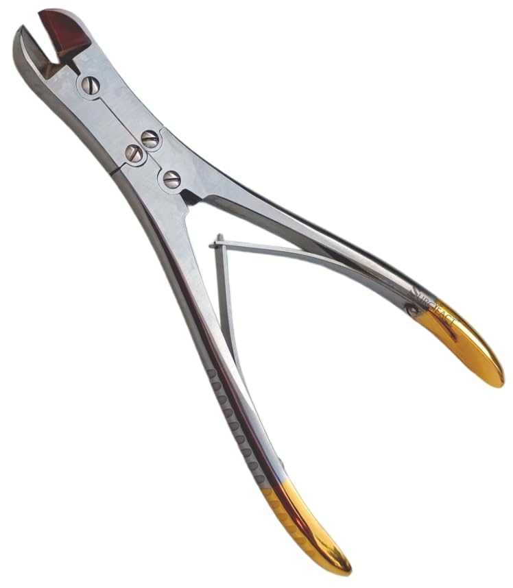 Surgifact Premium 7" Tungsten Carbide Wire Cutter Angled Jaw for Clean and Precise Cuts - Durable TC Cutting Tool