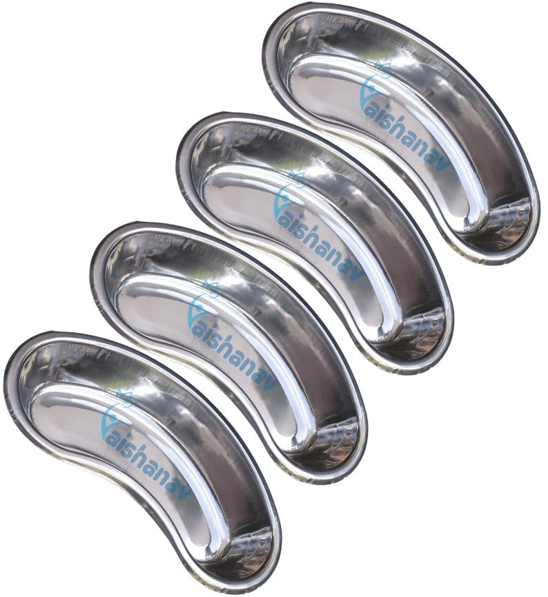 Vaishanav Medical-Grade 12-Inch Kidney Tray Set of 4 - Premium Stainless Steel Kidney Dishes - Sterilizable Hospital Instruments"
