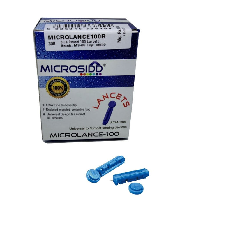 MICROLANCE-200R, Round blue glucometer lancets compatible with Oncall plus Dr Morepen Accusure Omron