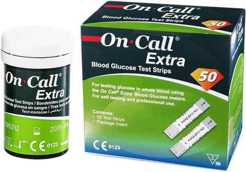 On Call Extra Blood Glucose Test Strips 50's Pack Genuine ACON Test Strips for On Call Extra Glucometer