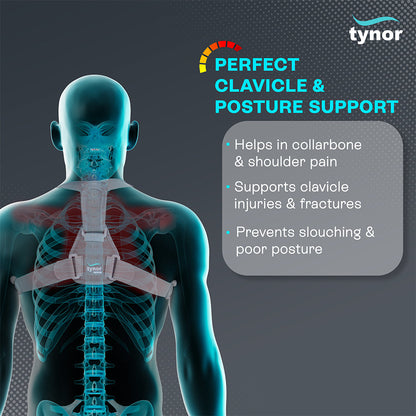 Tynor Clavicle Brace with Velcro | C-05 Collarbone & Shoulder Support | Adjustable Clavicle Brace | S, M, L, XL, XXL