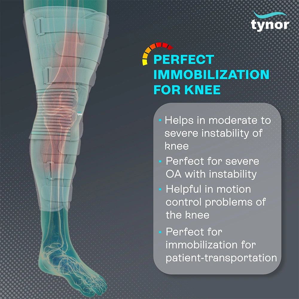 Tynor D28 22 inch knee immobilizer for injury and post-operative knee support