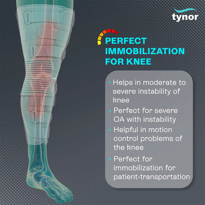 Tynor D28 22 inch knee immobilizer for injury and post-operative knee support
