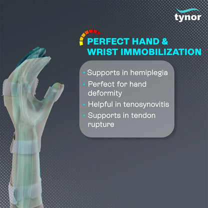 Tynor Hand Resting Splint | Left & Right Hand Wrist and Finger Support for Stroke Rehabilitation, Contracture Management & Neurological Recovery (Child, S, M, L)