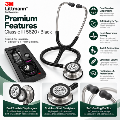 3M Littmann Classic III 5620 Stethoscope – Black
