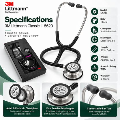3M Littmann Classic III 5620 Stethoscope – Black