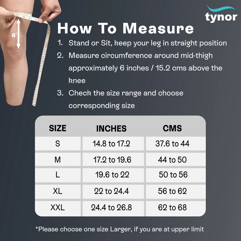 Tynor Knee Immobilizer 19" Size Chart