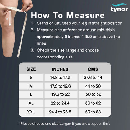 Tynor Knee Immobilizer 19" Size Chart