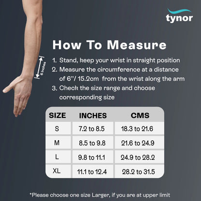 Tynor Wrist Splint with Elastic – Left Hand Support | Adjustable Wrist Brace for Sprain, Carpal Tunnel Syndrome, Tendonitis & Post-Injury Recovery (S, M, L)