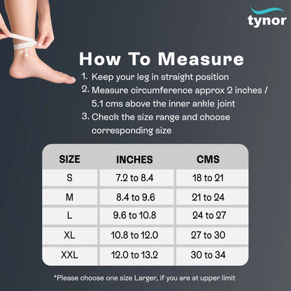 Tynor Ankle Binder D01 | Compression Ankle Support Brace for Sprain, Ligament Injury & Pain Relief | Sizes S, M, L, XL