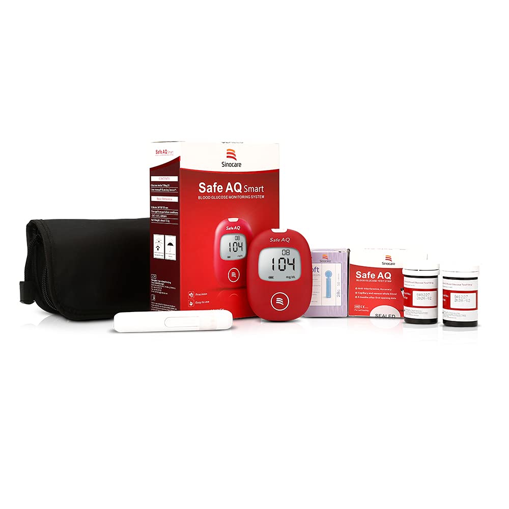 Sinocare Safe AQ Smart Glucometer Kit | Code-Free Blood Glucose Monitor | Fast & Accurate Blood Sugar Testing
