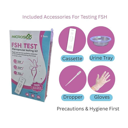 FSH Test Kit, Menopause Testing Kit with 3 Tests with Gloves and Sample Tray