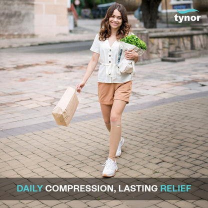 Tynor Compression Stockings Knee High Support I67 (Class 2) | Medical Graduated Compression Stockings for Varicose Veins, Swelling & DVT Prevention (Pair)