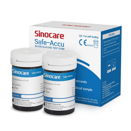 Sinocare Safe Accu Glucometer Test Strips 50's Pack | Code-Free Blood Glucose Test Strips for Safe Accu Meter