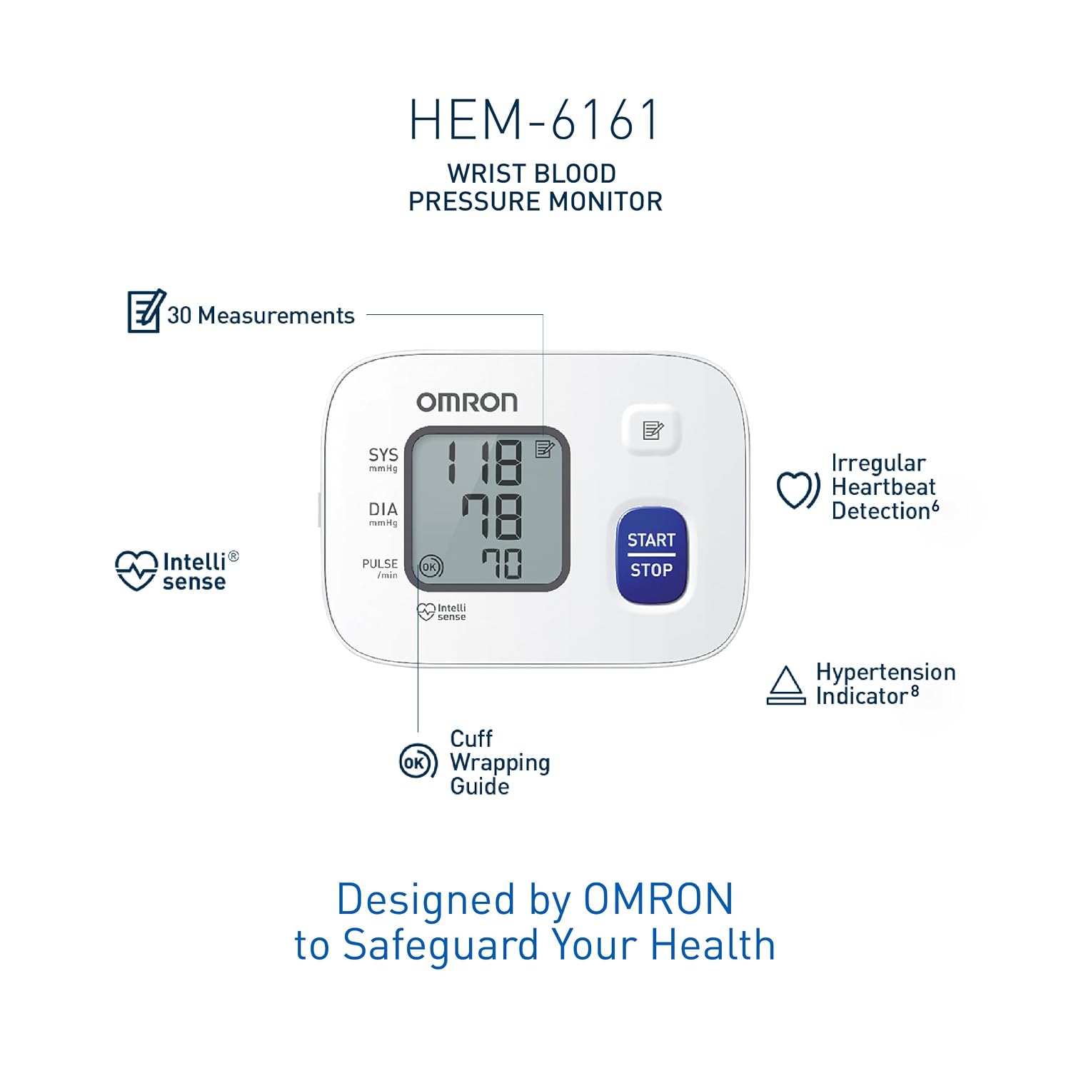 Omron HEM-6161 Wrist Blood Pressure Monitor | Digital BP Machine