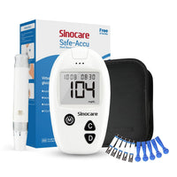 Sinocare Safe Accu Glucometer Kit | Code-Free Blood Glucose Monitor with 200 Memory, 10-Second Results & Large Display