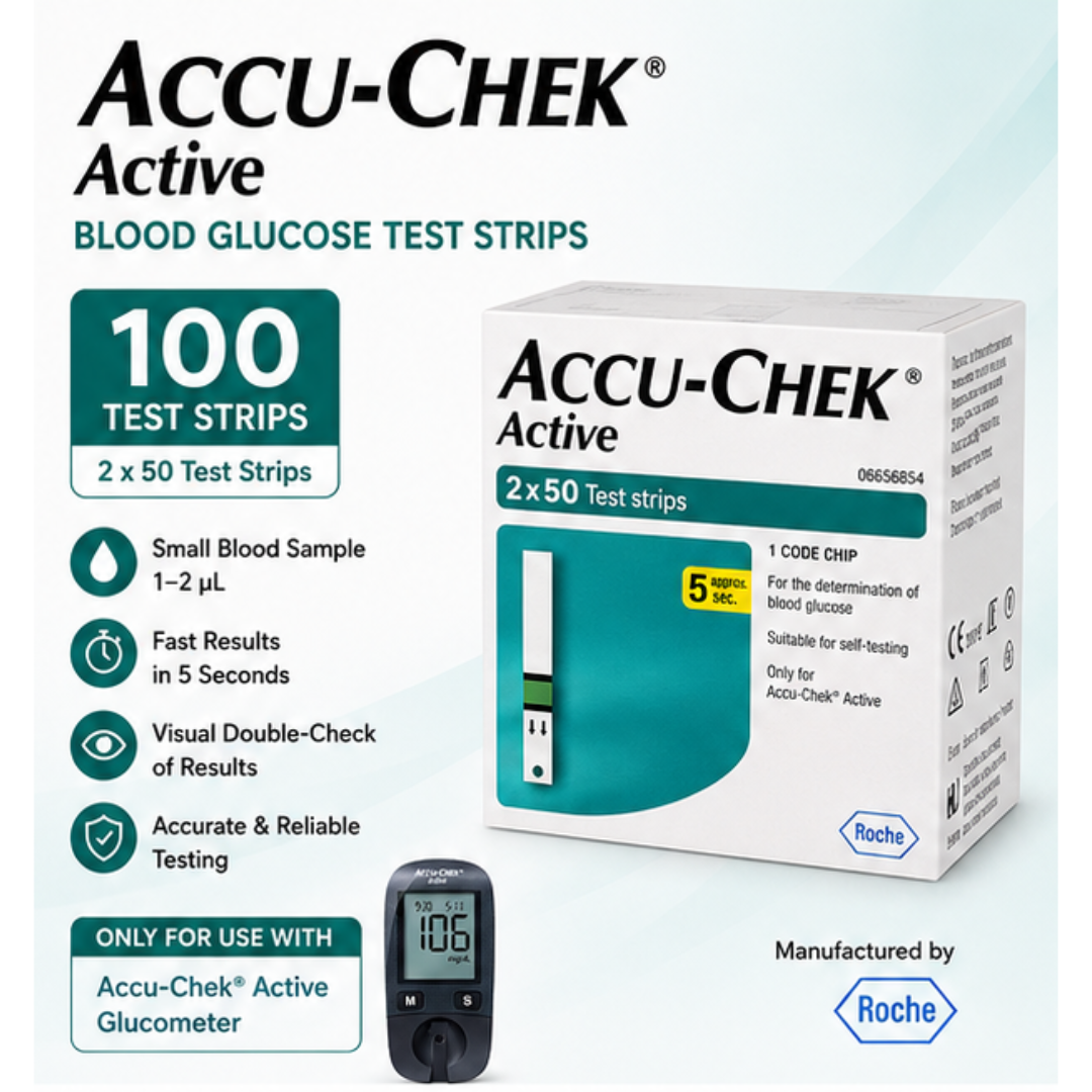 Accu-Chek Active Blood Glucose Test Strips 100 for Active Glucometer
