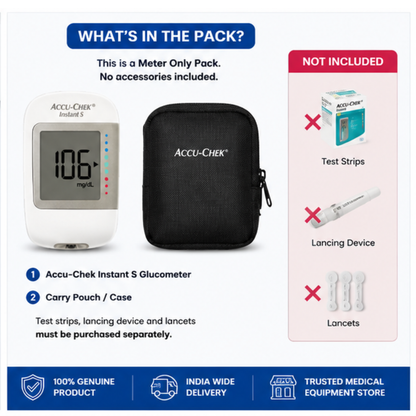 Accu-Chek Instant S Glucometer Meter Only with Carry Pouch |Replacement Blood Sugar Monitor