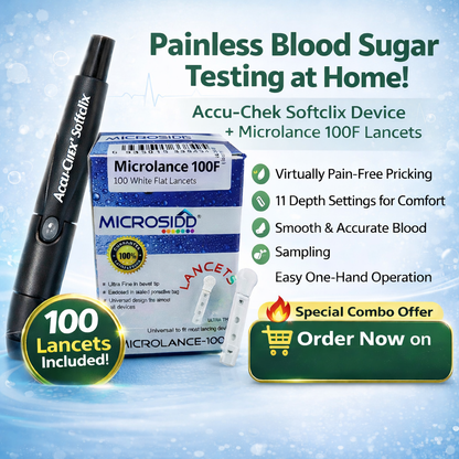 Accu-Chek Softclix Lancing Device Combo + Microlance 100F Lancets (100 Count)  | Painless Blood Glucose Testing Kit