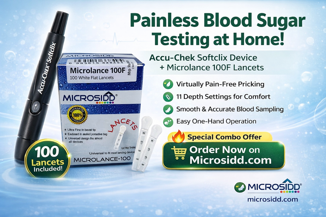 Accu-Chek Softclix Lancing Device Combo + Microlance 100F Lancets (100 Count)  | Painless Blood Glucose Testing Kit