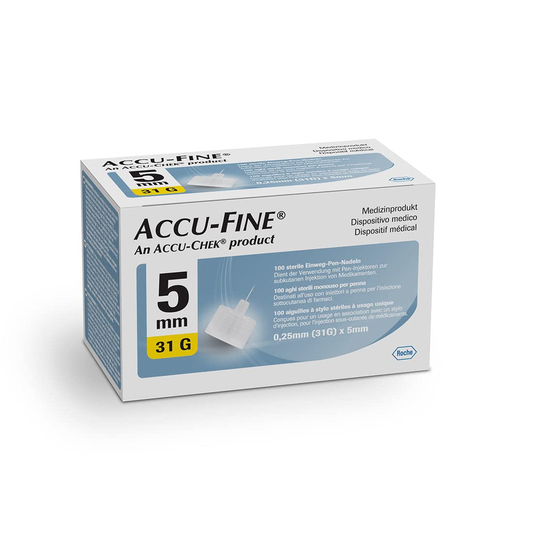 Accu-Fine Pen Needle 31G 5mm (100 Needles) | Compatible with Most Insulin Pens