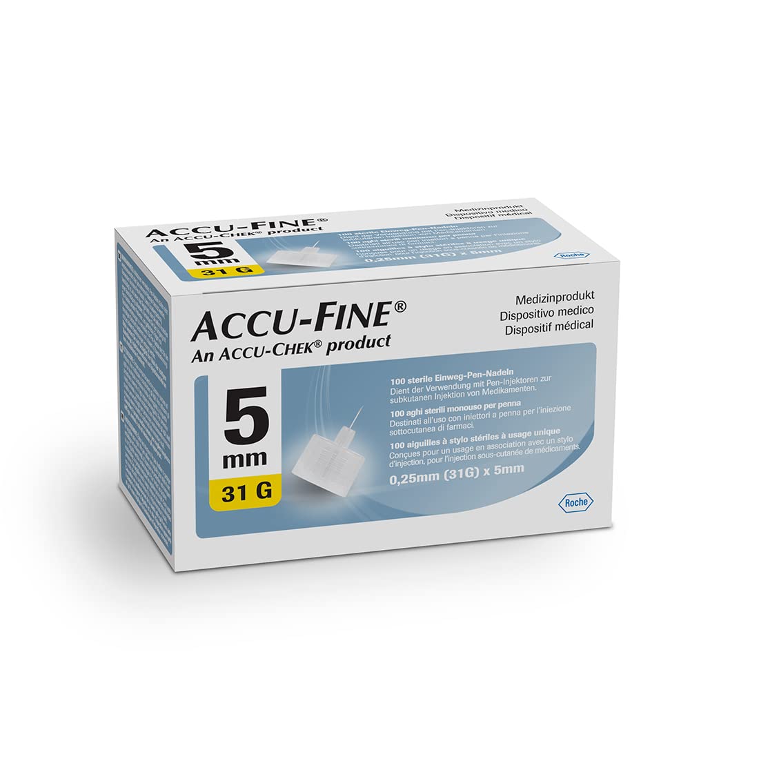 Accu-Fine Pen Needle 31G 5mm (100 Needles) | Compatible with Most Insulin Pens