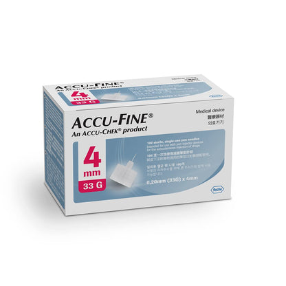 Accu-Fine Pen Needle 33G 4mm (100 Needles) | Ultra-Fine Insulin Pen Needles