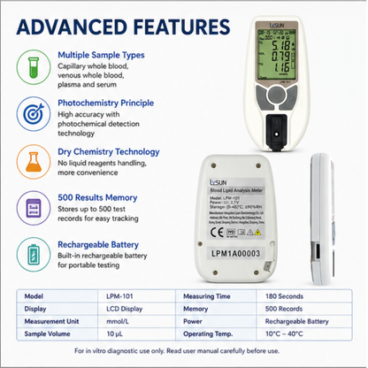 Accurex Lipid Profile Meter / Blood Lipid Analysis System