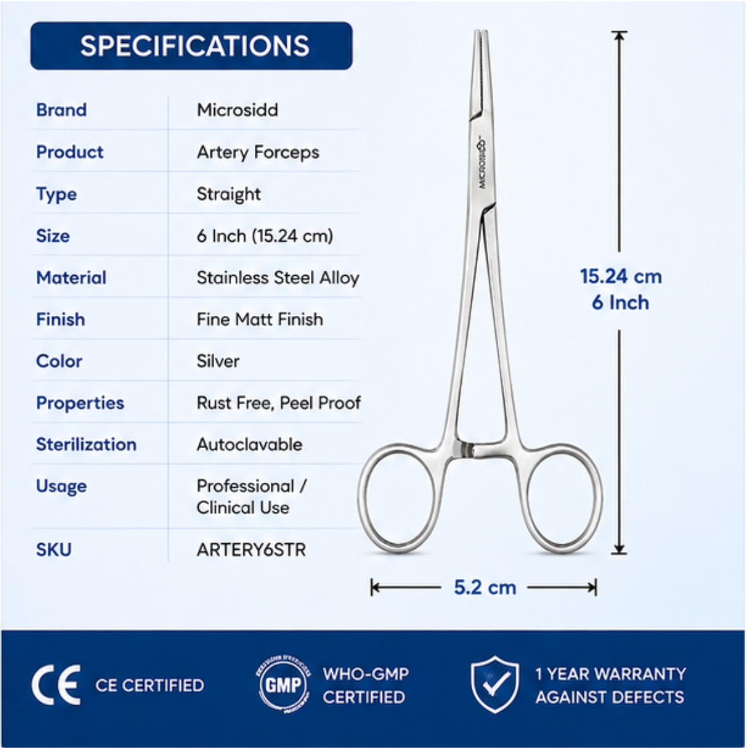 Microsidd 6 inch straight surgical hemostatic forceps