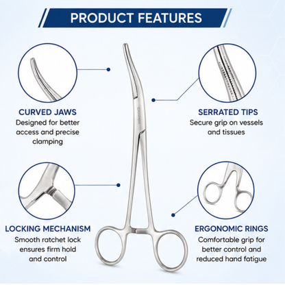 Microsidd Artery Forceps 8 Inch Curved | Stainless Steel Hemostatic Forceps
