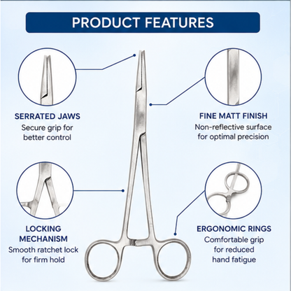 Microsidd Artery Forceps 8 Inch Straight | Stainless Steel Hemostatic Forceps