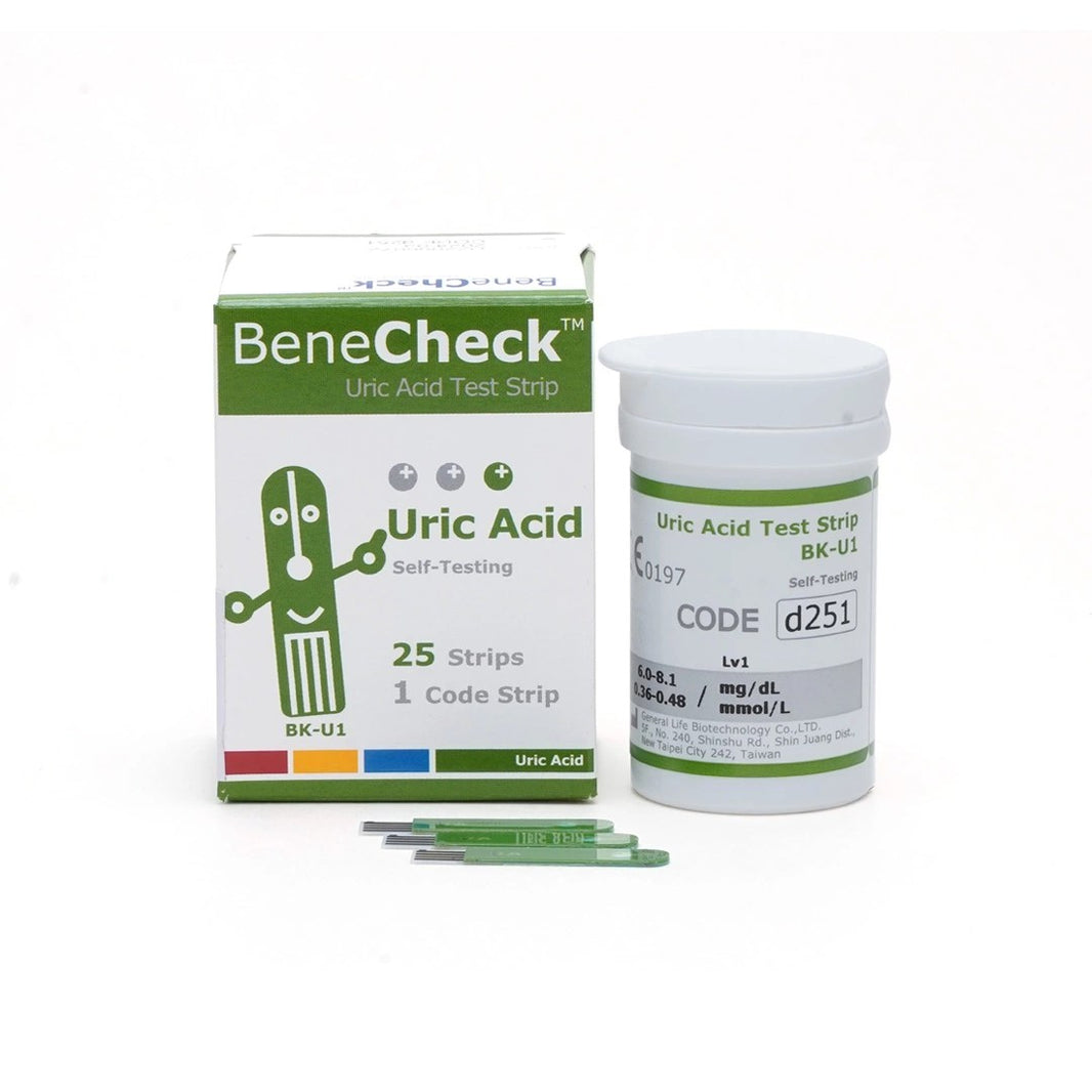 Accurex BeneCheck Uric Acid Test Strips (25 Tests) | Compatible with BeneCheck Uric Acid Meter | Genuine Uric Acid Test Strips
