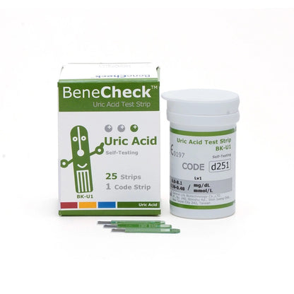 Accurex BeneCheck Uric Acid Test Strips (25 Tests) | Compatible with BeneCheck Uric Acid Meter | Genuine Uric Acid Test Strips