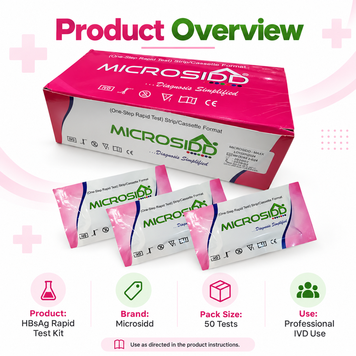 Buy Microsidd HBsAg Rapid Test Kit 50 tests for professional qualitative screening of hepatitis B