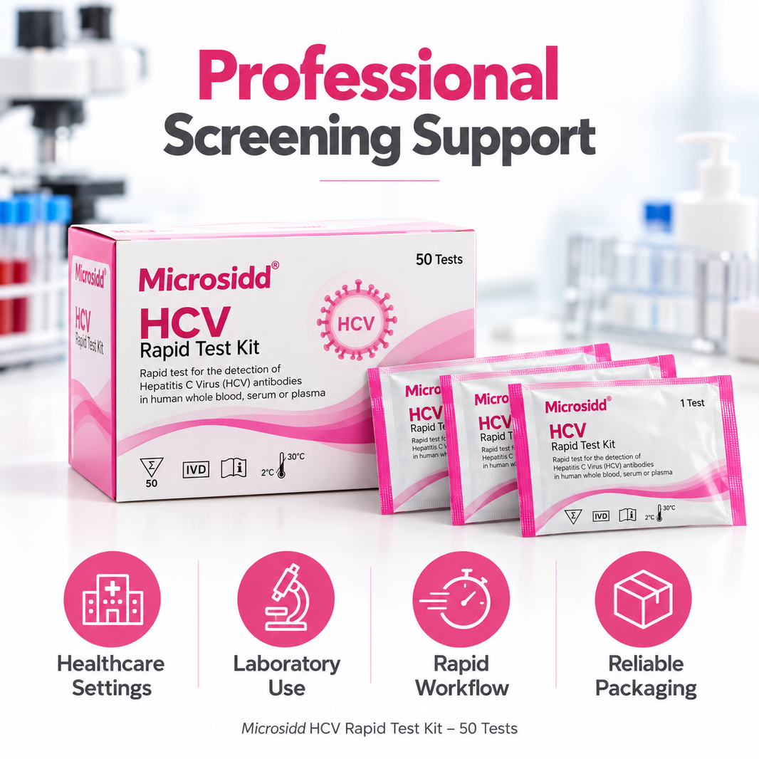 Buy Microsidd HCV Rapid Test Kit 50 tests for professional qualitative anti-HCV antibody screening