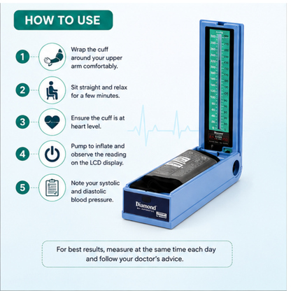 Diamond LCD 034 Digital Blood Pressure Apparatus | BPDG 034 BP Monitor with Velcro Cuff