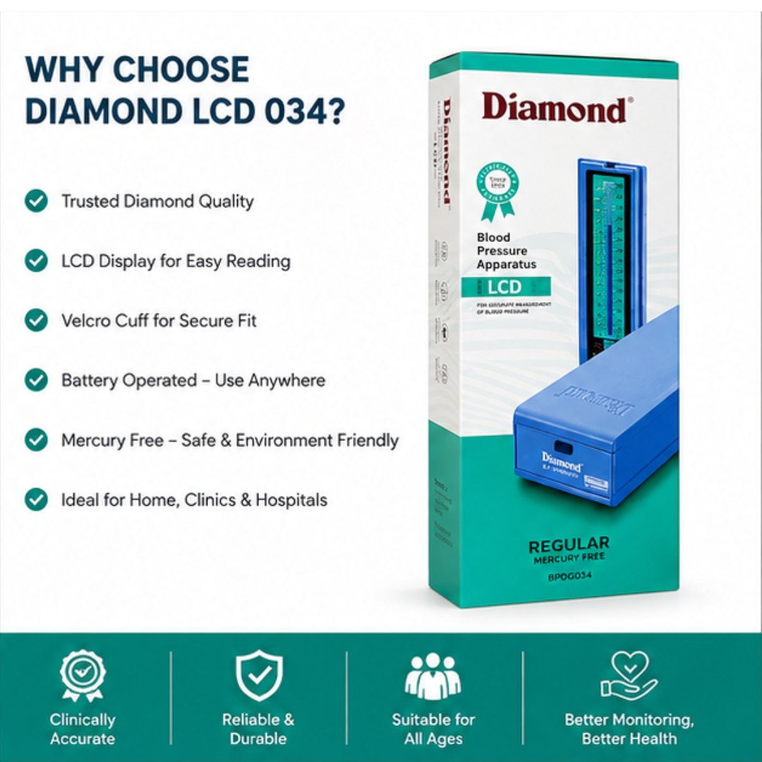 Diamond LCD 034 Digital Blood Pressure Apparatus | BPDG 034 BP Monitor with Velcro Cuff