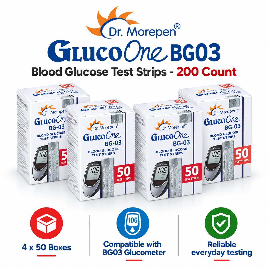Dr. Morepen BG03 Test Strips 200 50×4 Packs Microsidd 1