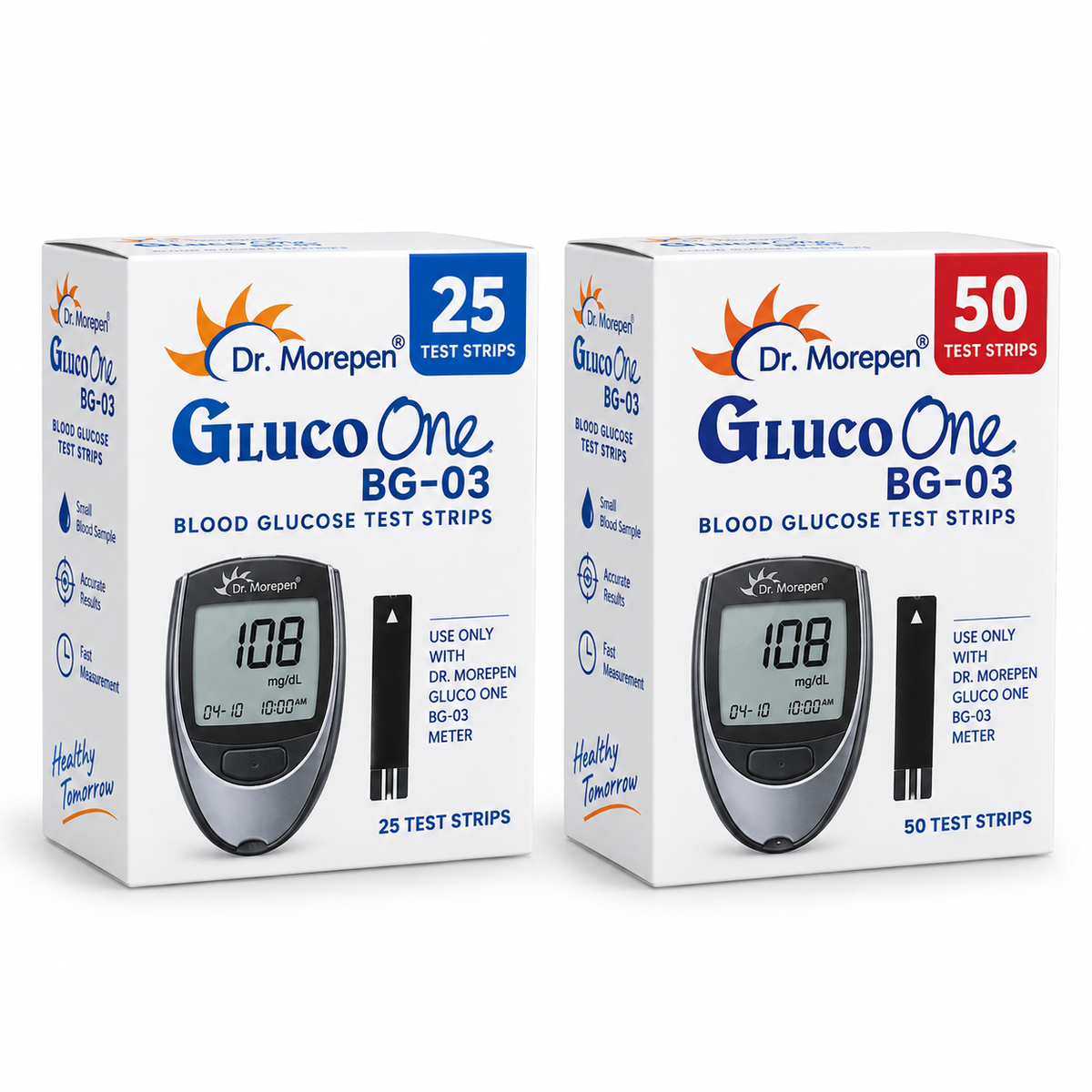 Dr. Morepen BG03 Test Strips 25, 50 & 100 | Microsidd