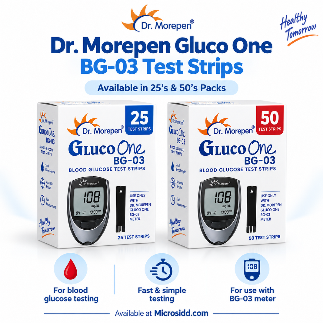 Dr. Morepen BG03 Test Strips 25, 50 & 100 | Microsidd