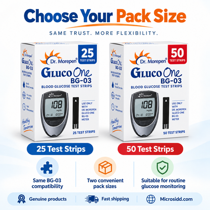 Dr. Morepen BG03 Test Strips 25, 50 & 100 | Microsidd