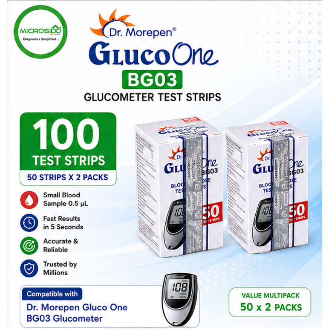 Dr Morepen BG03 test strips 50 x 2 multipack for blood glucose monitoring