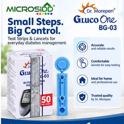 Dr Morepen Glucometer Strips and Lancets – 50 BG03 Strips + 50 Lancets Combo