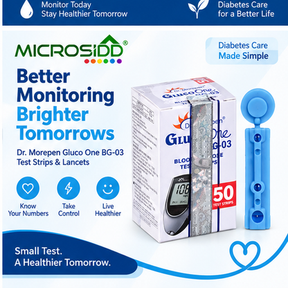 Dr Morepen Glucometer Strips and Lancets – 50 BG03 Strips + 50 Lancets Combo