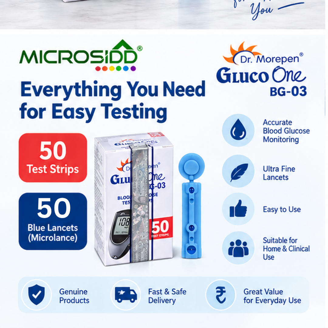 Dr Morepen Glucometer Strips and Lancets – 50 BG03 Strips + 50 Lancets Combo