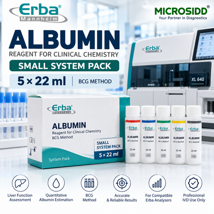 Erba Albumin small system pack 5 x 22 ml BCG method professional clinical chemistry reagent