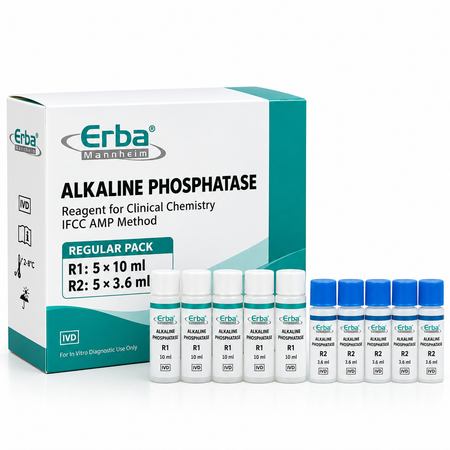 Erba Alkaline Phosphatase ALP reagent 5 x 10 ml plus 5 x 3.6 ml IFCC AMP professional clinical chemistry kit