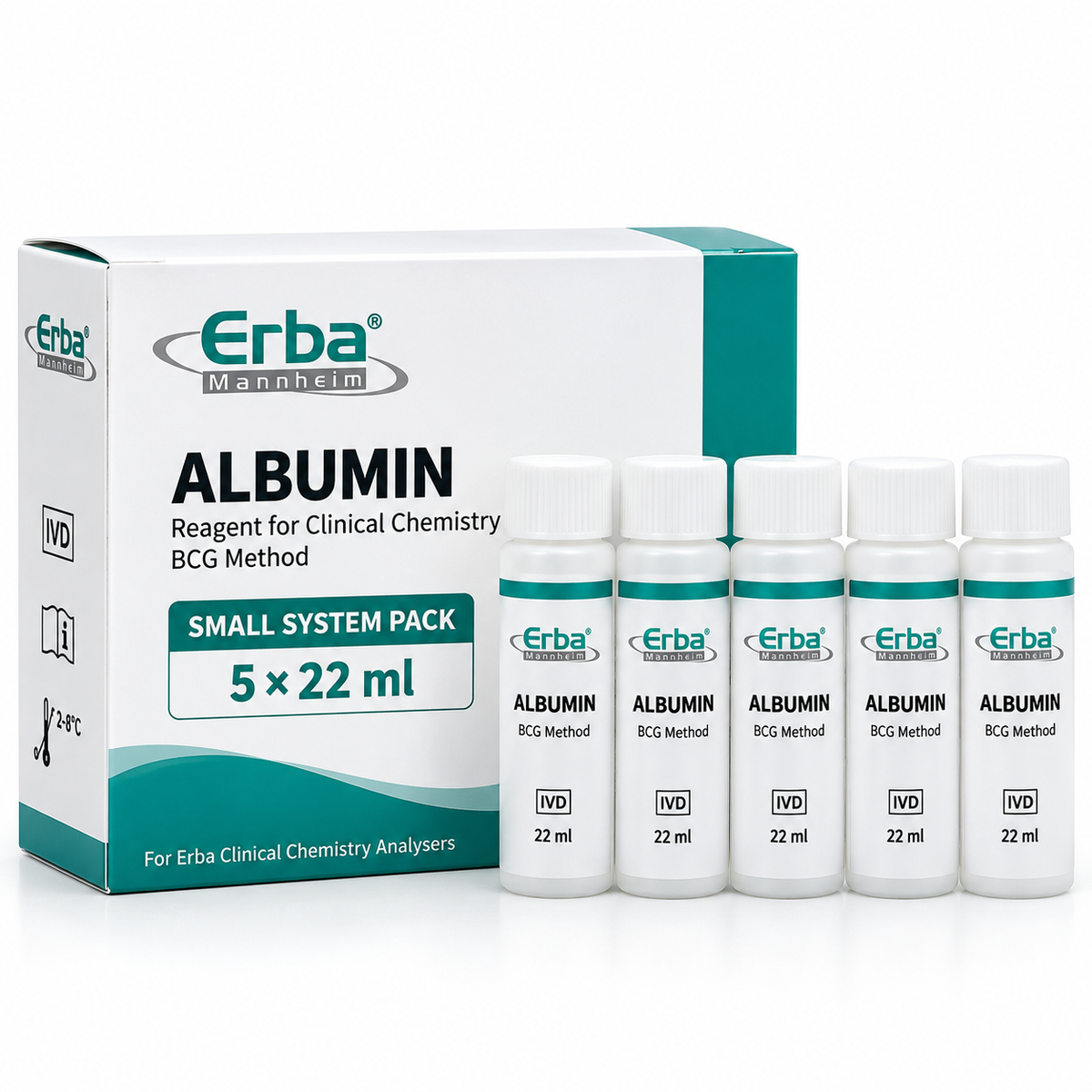 Erba Albumin small system pack 5 x 22 ml BCG method professional clinical chemistry reagent